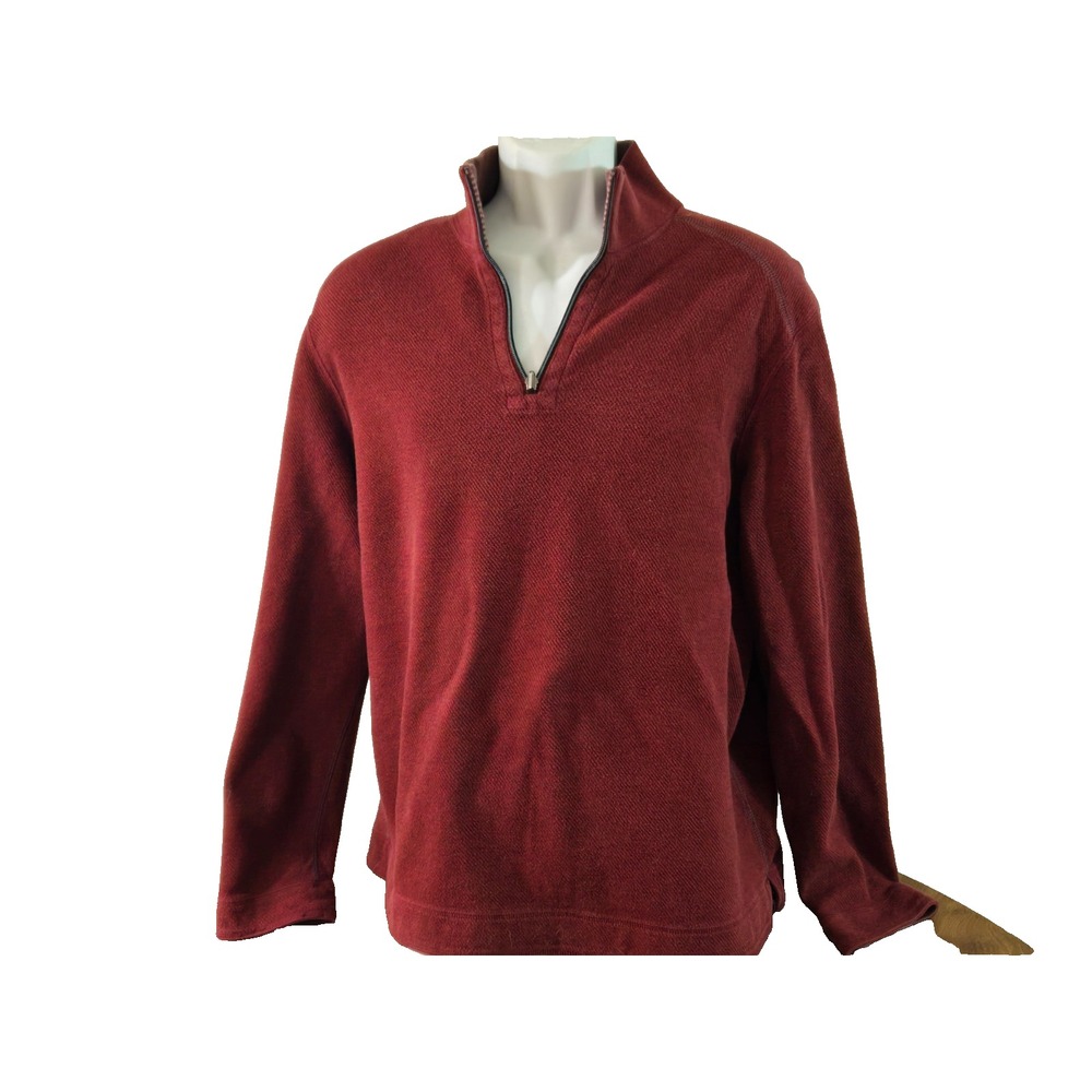 Tommy‎ Bahama Men Pullover Shirt Mens Large 3/4 Zip Long Sleeve Maroon Logo
